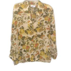 Vintage Tess Silk Pear Print Blouse